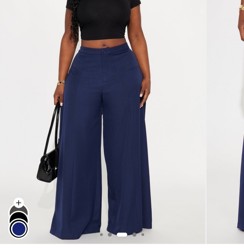 Fashion Nova Navy Wide-Leg Pants